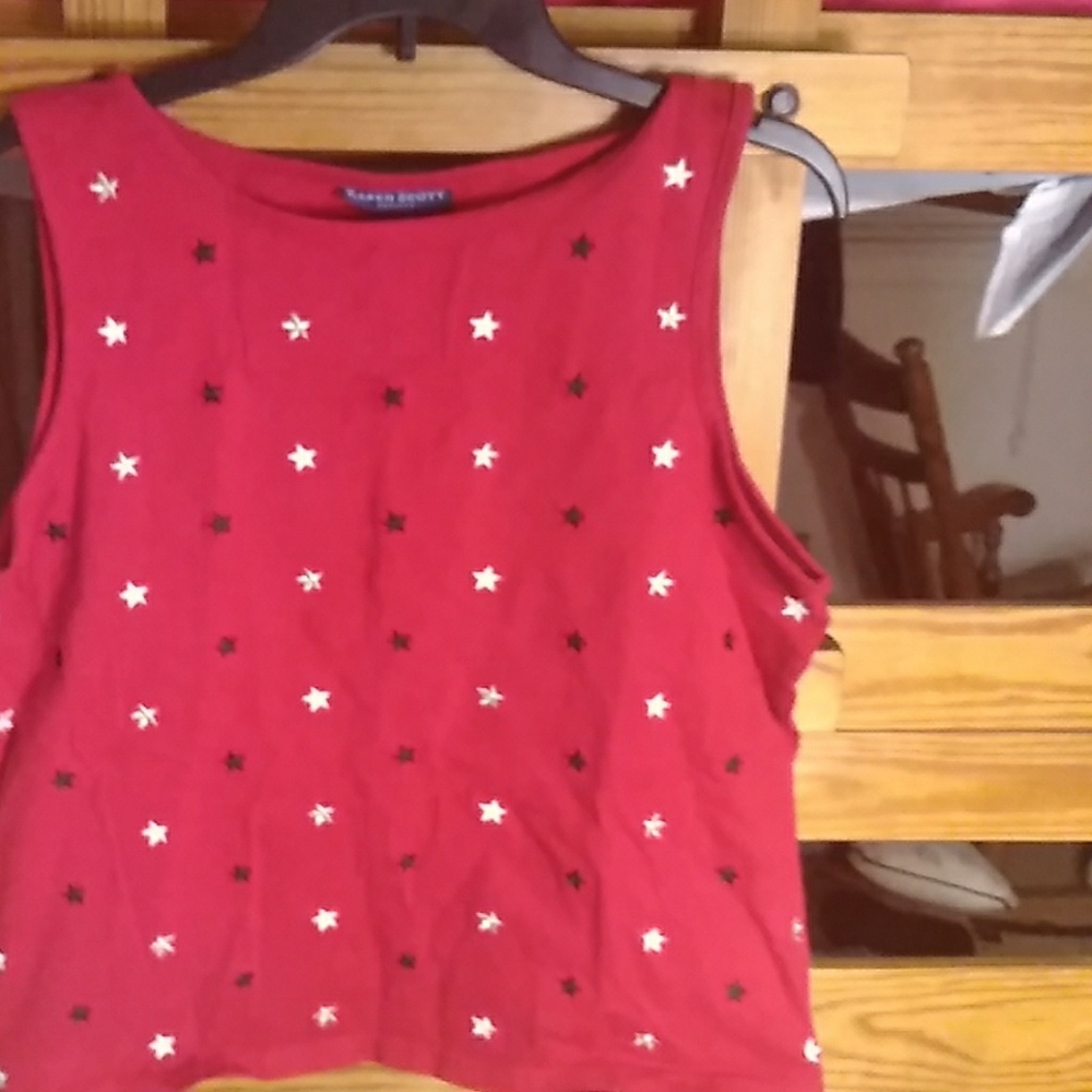 Red top with white and blue stars